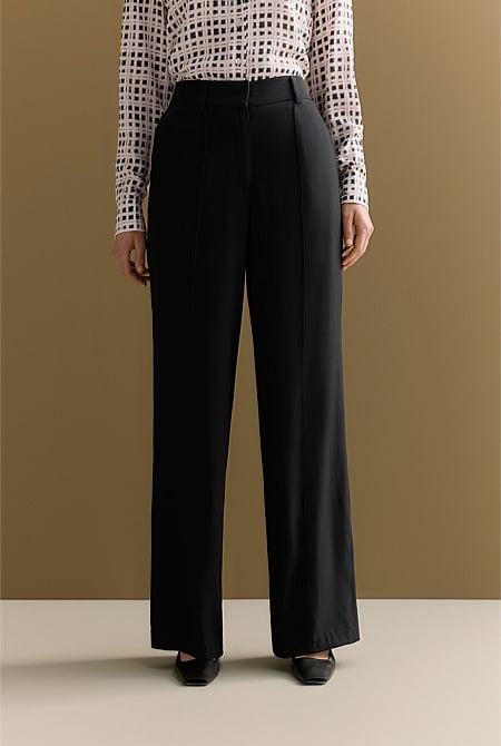 Pintuck Detail Wide Leg Pant