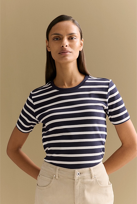 Australian Cotton Yarn Dyed Stripe T-shirt