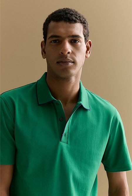 Cotton Interlock Tipped Polo