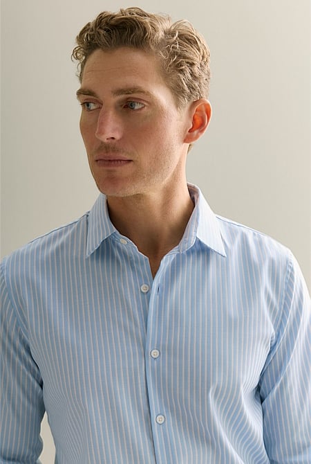 Tailored Fit Italian Cotton Stripe Smart Shirt