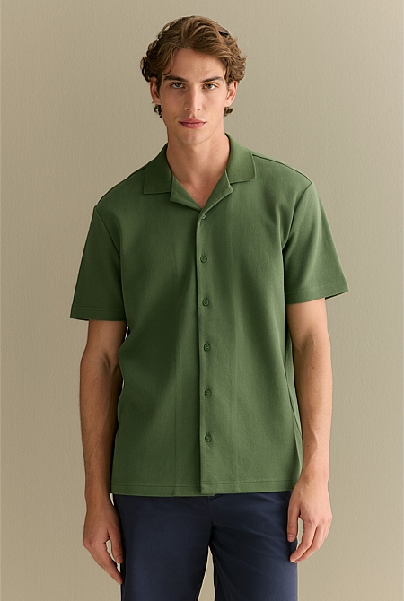 Regular Fit Cotton Blend Pique Shirt