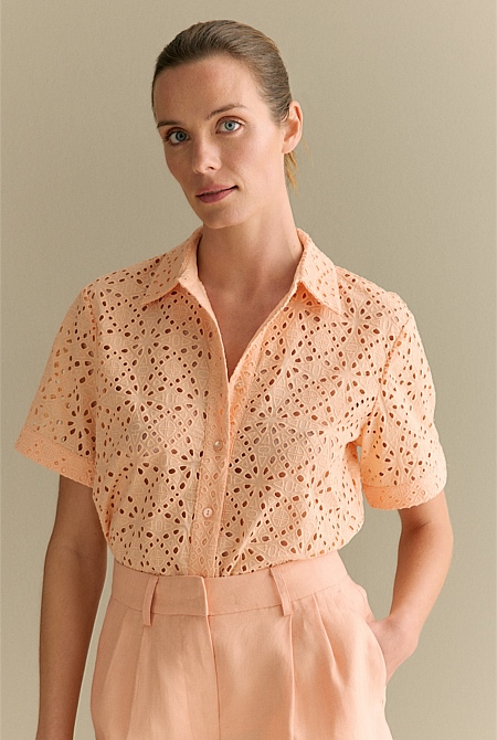 Broderie Anglaise Short Sleeve Shirt