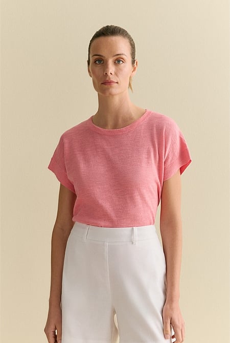 Linen Cotton Knit Relaxed T-shirt