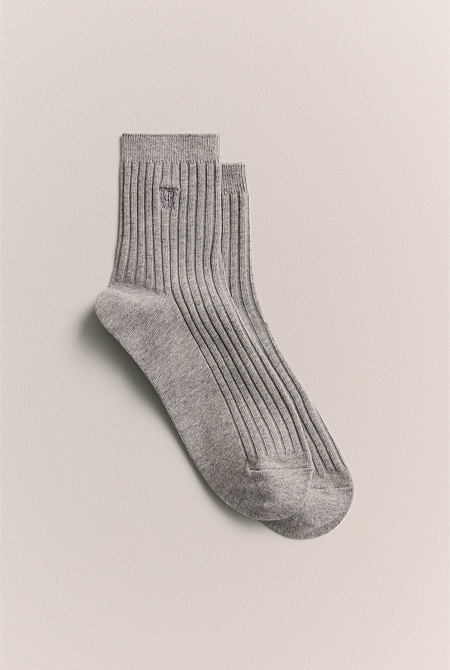 Monogram Rib 1/4 Crew Sock