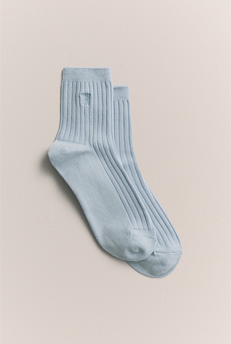 Monogram Rib 1/4 Crew Sock