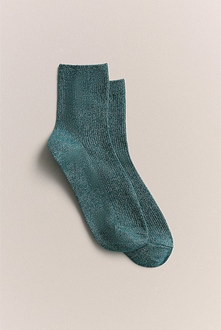 Metallic Rib 1/4 Crew Sock