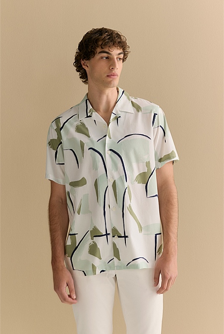 Regular Fit Brushstroke Short Sleeve Shirt