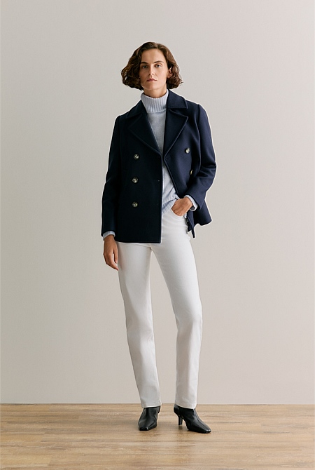 Italian Wool Cashmere Blend Peacoat