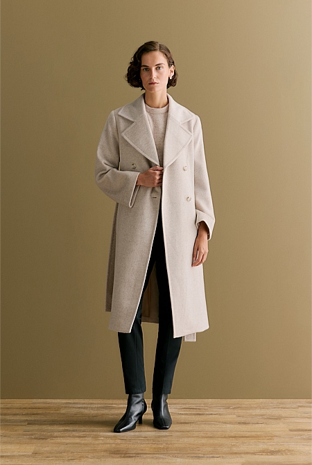 Herringbone Wool Trench Coat