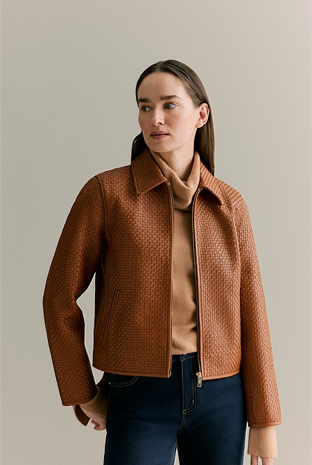 Woven Leather Jacket