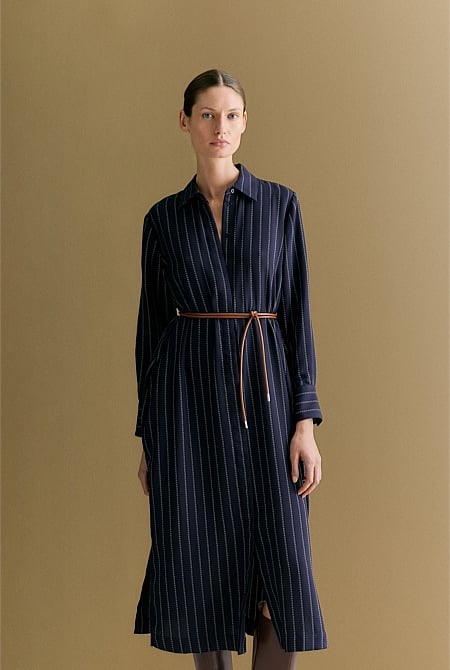 Rope Stripe Belted Dress