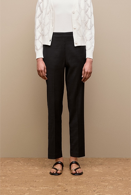 Stretch Linen Blend Pull On Pant