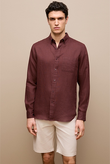 Regular Fit Linen Classic Long Sleeve Shirt