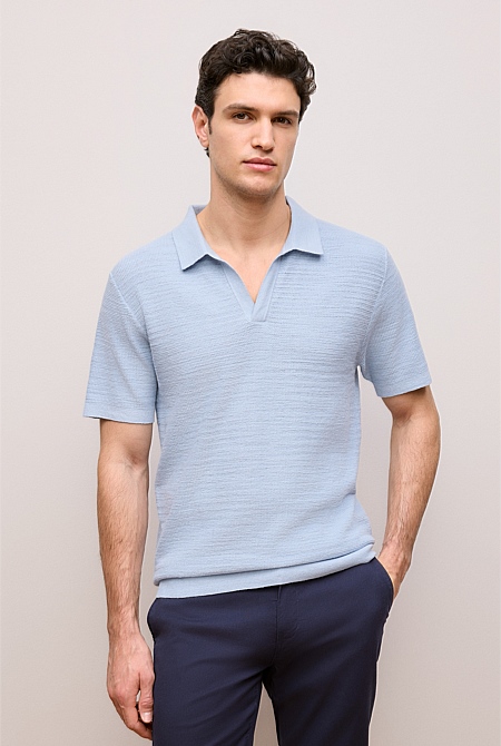 Cotton Linen Collared Knit Polo