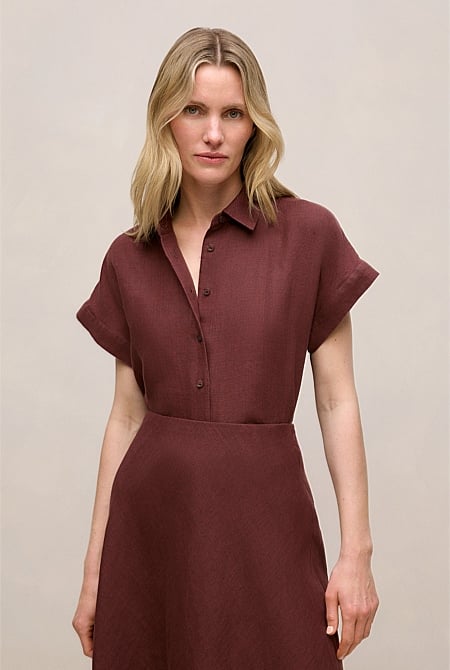 Delave Linen Cap Sleeve Shirt
