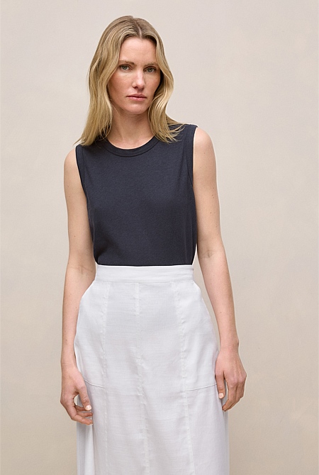 Linen Cotton Crew Tank
