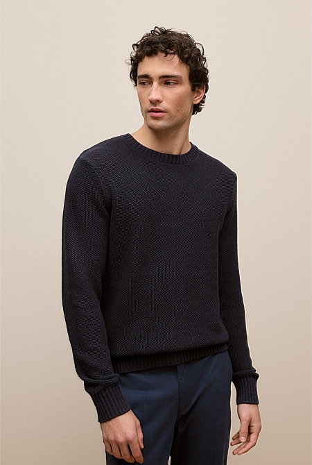 Linen Cotton Texture Knit Crew