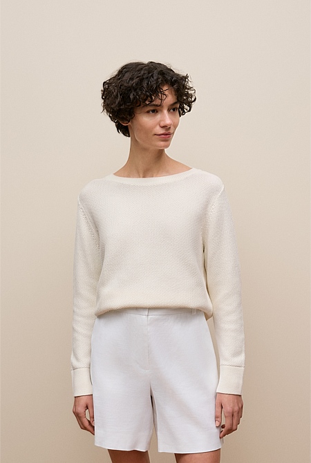 Cotton Linen Boatneck Knit