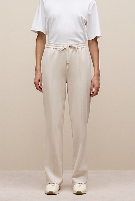 Ponte Pintucked Wide Leg Pant