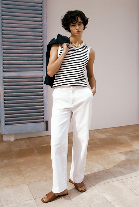 Australian Cotton Blend Denim Tailored Pant