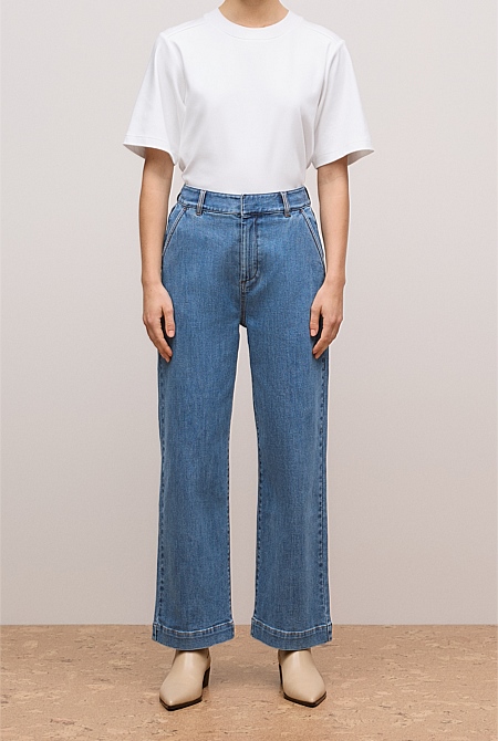 Australian Cotton Blend Denim Tailored Pant