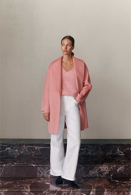 Brushed Wool Wrap Coat