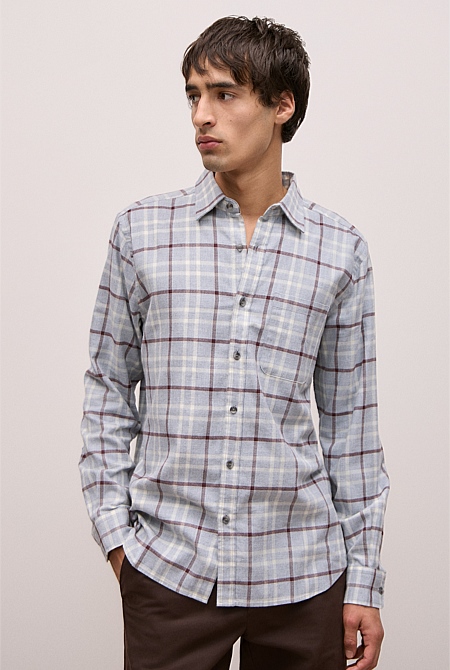 Brushed Cotton Melange Check Shirt