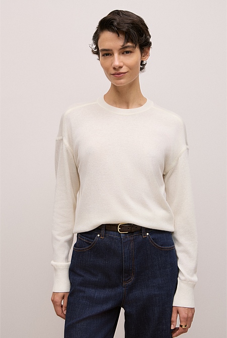Merino Cashmere Forward Shoulder Seam Crew