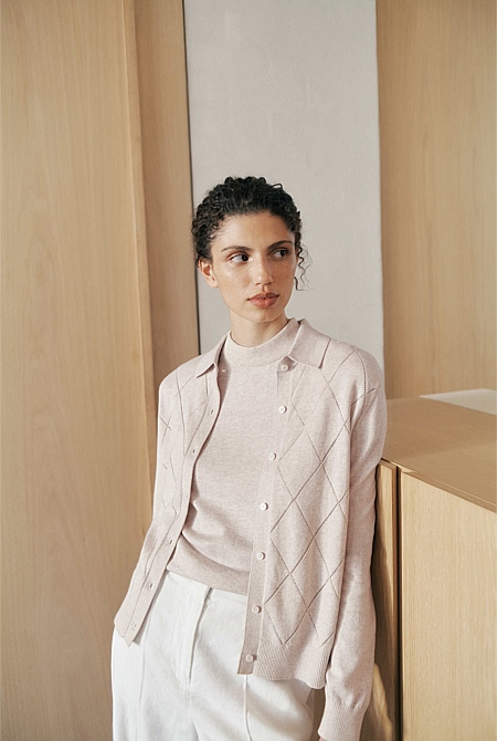 Cotton Cashmere Pointelle Cardigan Cotton Cashmere Pointelle Cardigan
