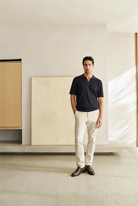 Mercerised Diamond Knit Polo Mercerised Diamond Knit Polo