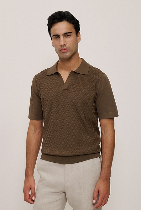 Mercerised Diamond Knit Polo Mercerised Diamond Knit Polo
