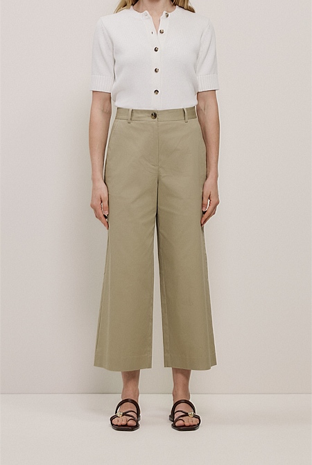 Cropped Wide Leg Chino Pant Cropped Wide Leg Chino Pant