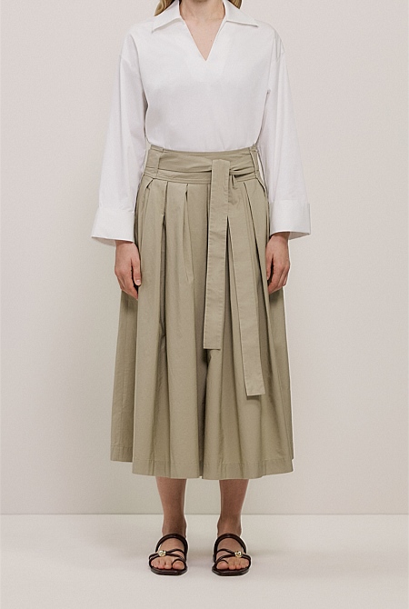 Poplin Pleated Midi Skirt Poplin Pleated Midi Skirt