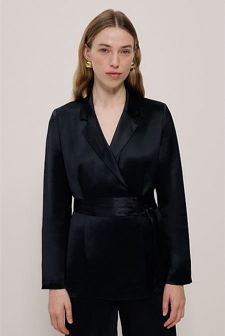 Satin Relaxed Tailored Jacket Satin Relaxed Tailored Jacket