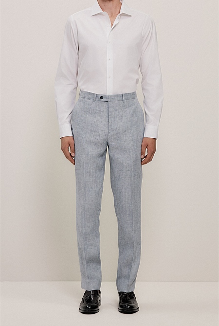Textured Linen Straight Leg Trouser Textured Linen Straight Leg Trouser