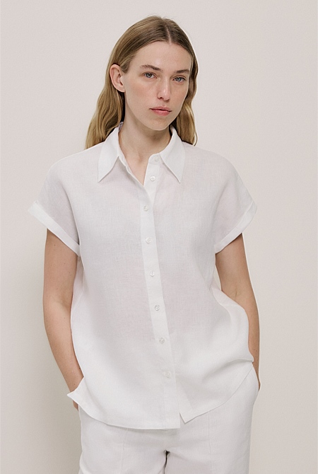 Linen Cap Sleeve Shirt
