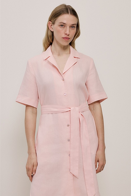 Linen Belted Shirt Dress