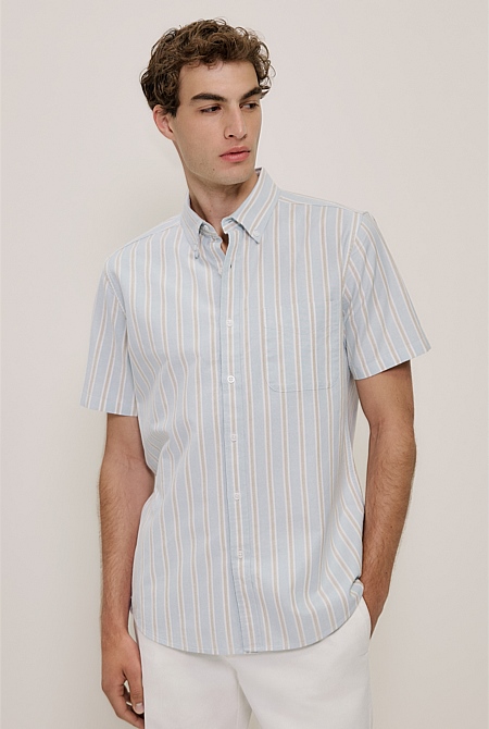 Oxford Stripe Short Sleeve Shirt