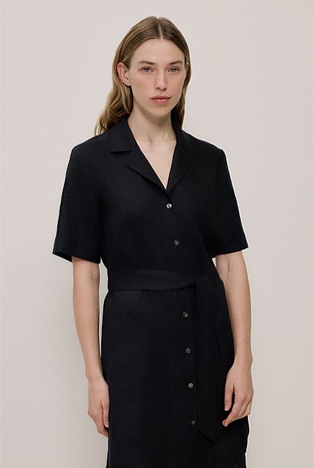 Linen Belted Shirt Dress