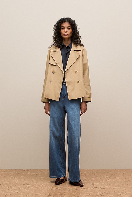 Cotton Twill Cropped Trench Coat Cotton Twill Cropped Trench Coat