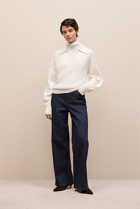 Merino Open Collar Knit Merino Open Collar Knit