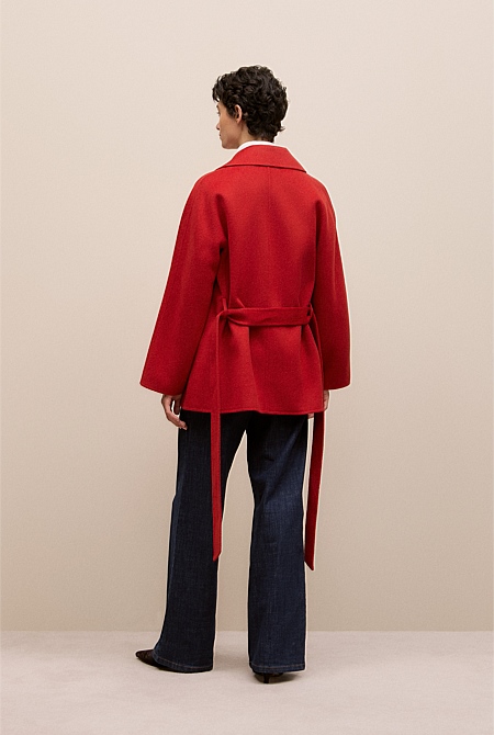 Double Faced Wool Short Wrap Coat Double Faced Wool Short Wrap Coat