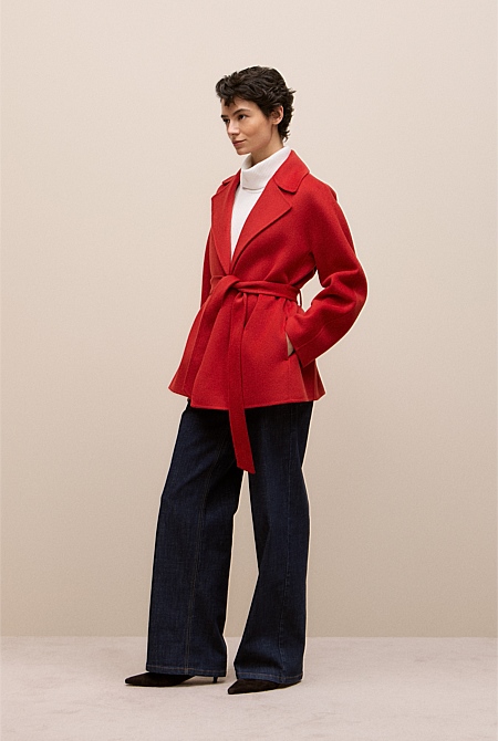 Double Faced Wool Short Wrap Coat Double Faced Wool Short Wrap Coat