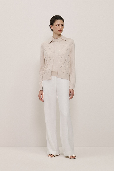 Cotton Cashmere Pointelle Cardigan Cotton Cashmere Pointelle Cardigan