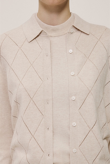 Cotton Cashmere Pointelle Cardigan Cotton Cashmere Pointelle Cardigan