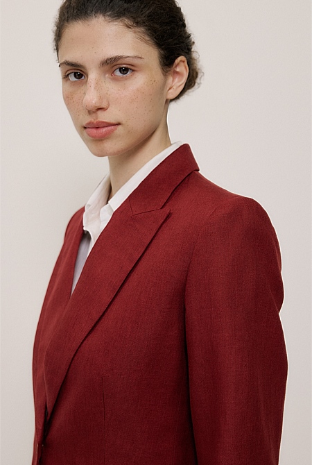 Linen Twill Single Breasted Blazer Linen Twill Single Breasted Blazer