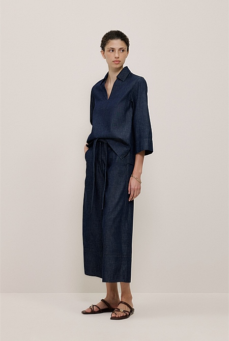 Soft Denim Collared Popover Soft Denim Collared Popover