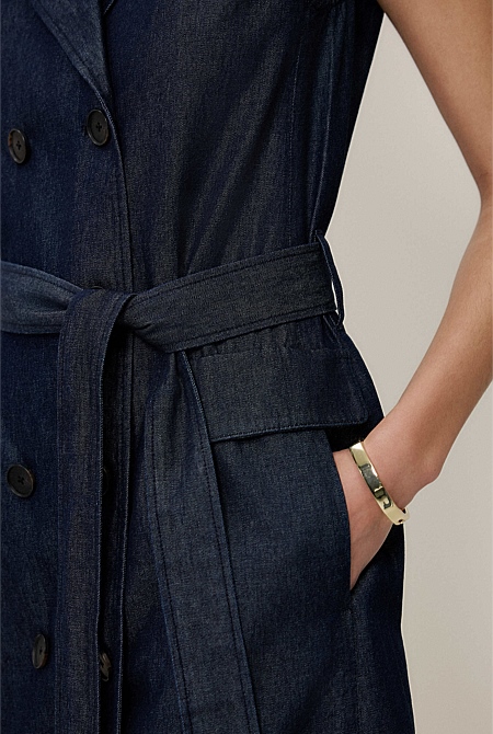 Denim Sleeveless Trench Dress Denim Sleeveless Trench Dress