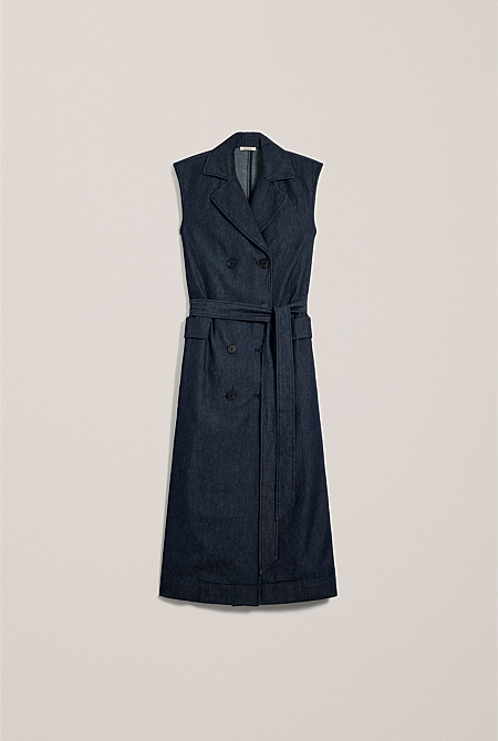 Denim Sleeveless Trench Dress Denim Sleeveless Trench Dress