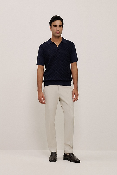 Mercerised Diamond Knit Polo Mercerised Diamond Knit Polo
